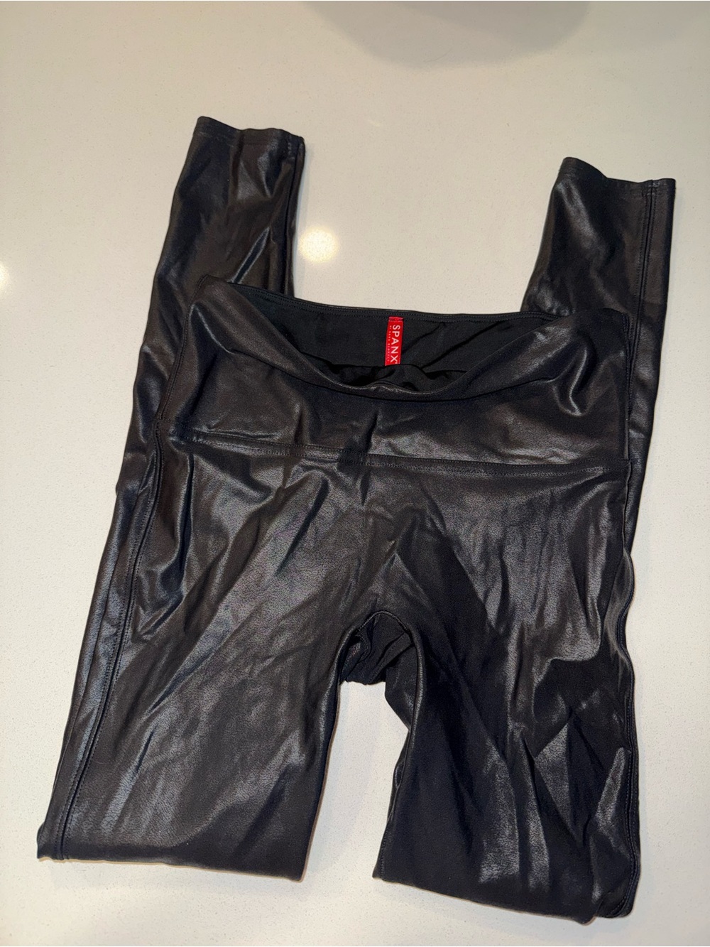 SPANX Black Faux-Leather High Waist Leggings